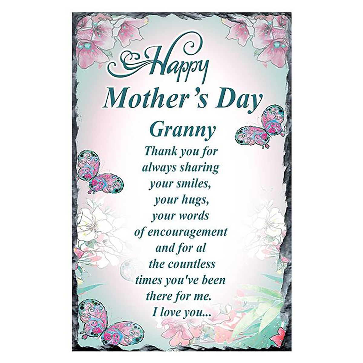 Customised Mothers Day Slate Gift - Granny Floating Butterflies