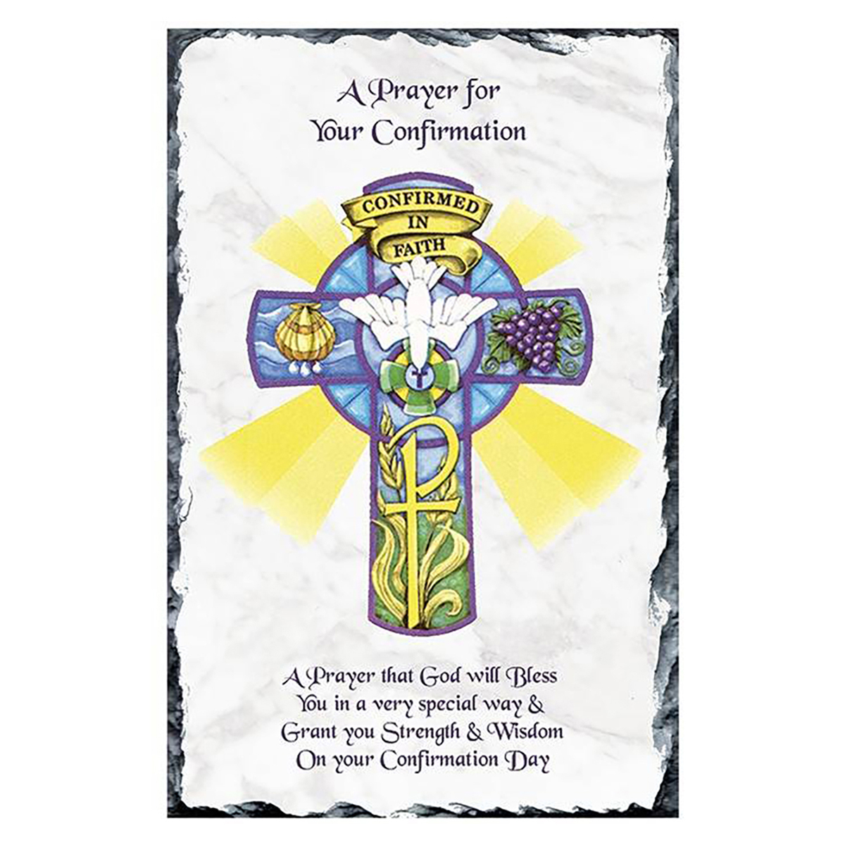 Customised Confirmation Slate - Dove & Purple Cross