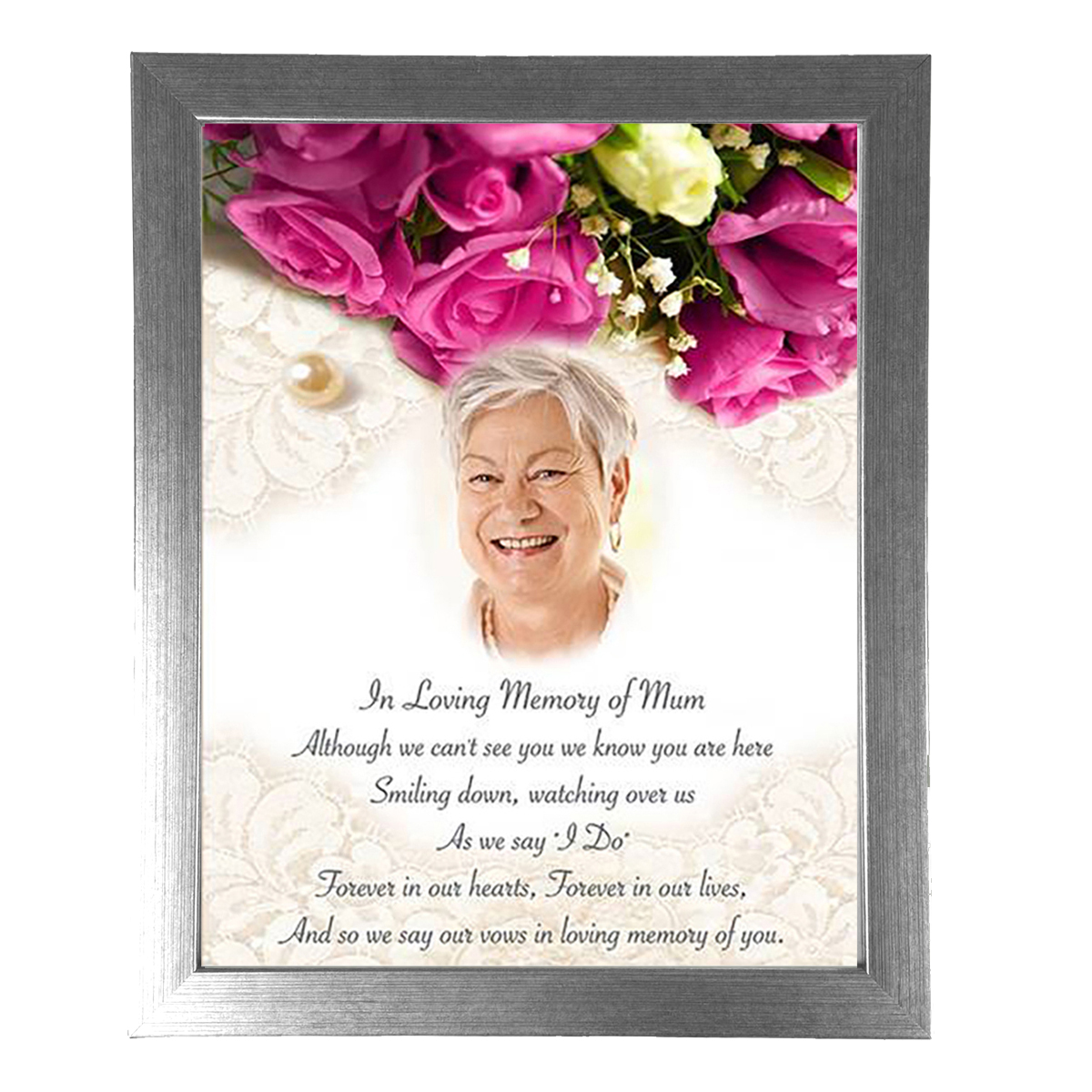 Wedding Remembrance Frame - Cerise Roses with Photo