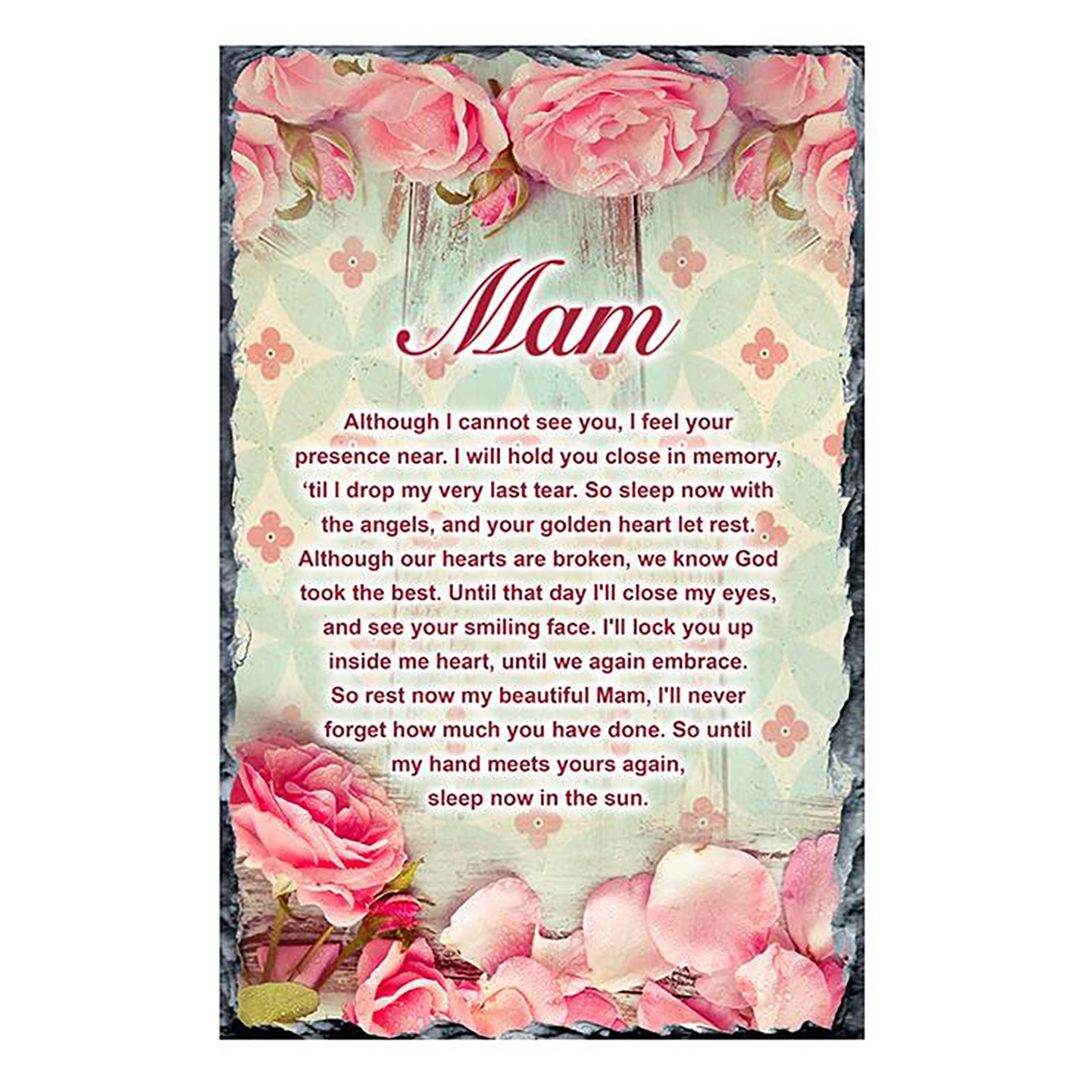 Personalsied Remembrance Slate - Roses & Petal