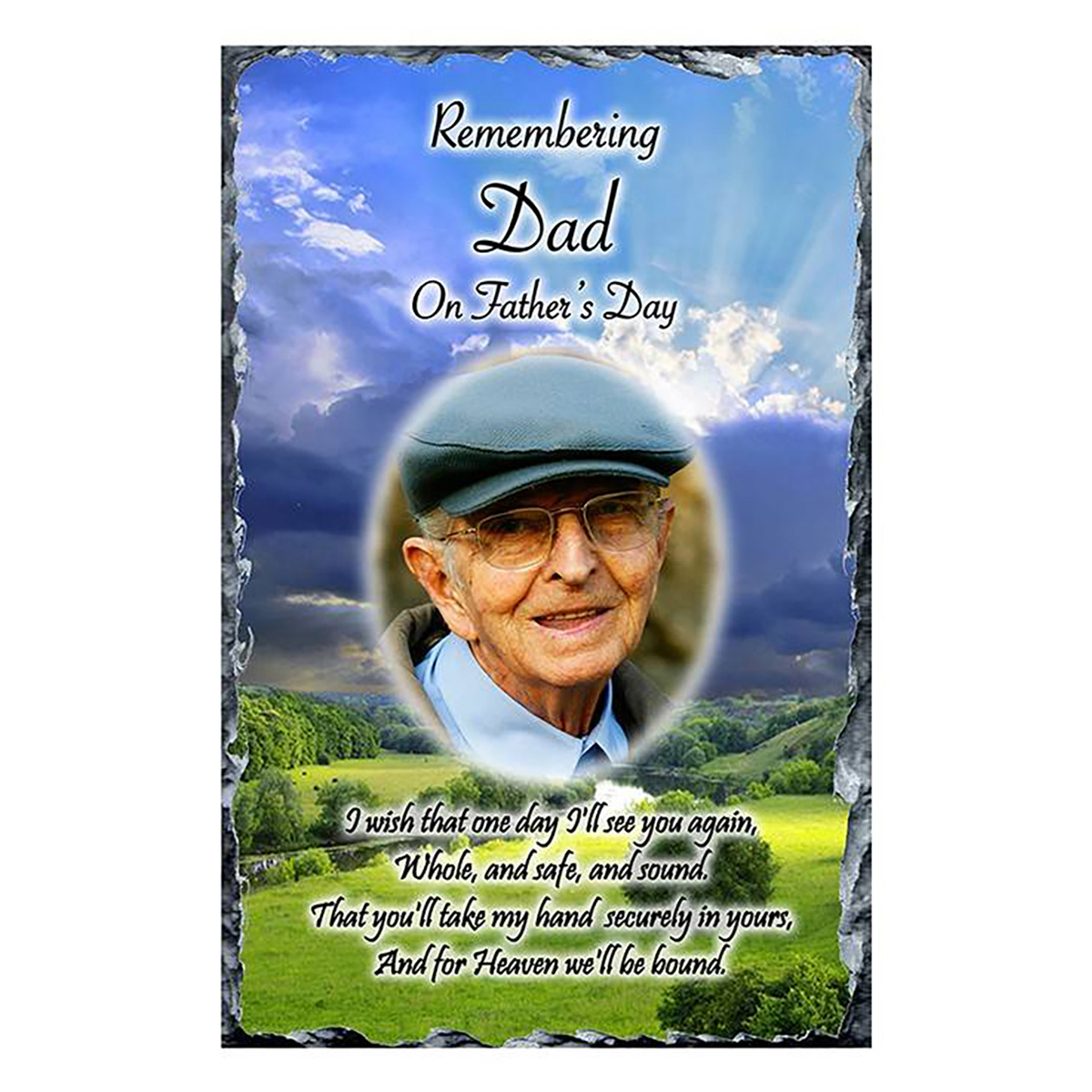 Personalsied Remembrance Slate - Meadow Sunlight with Photo