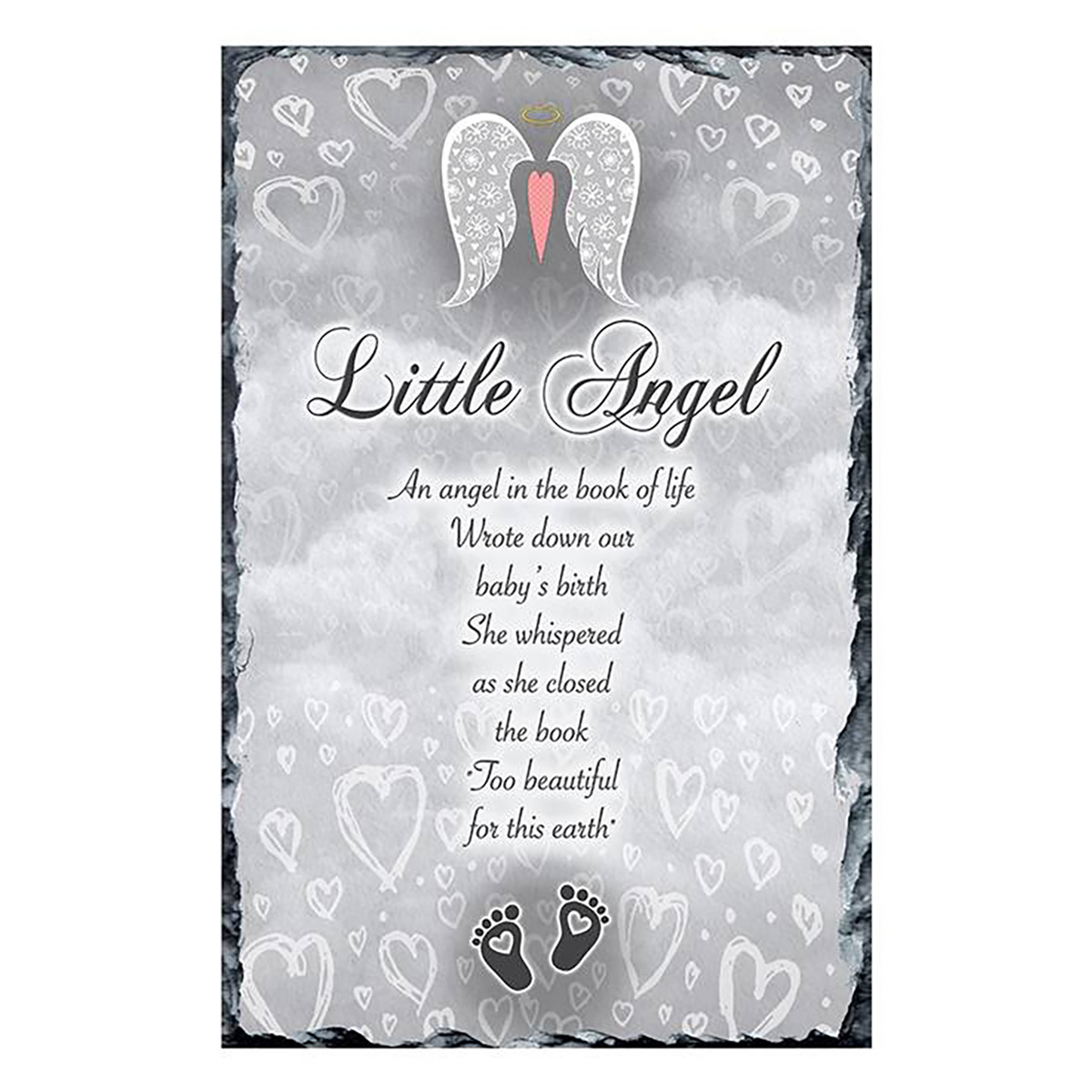 Personalsied Remembrance Slate - Angel Wings Silver