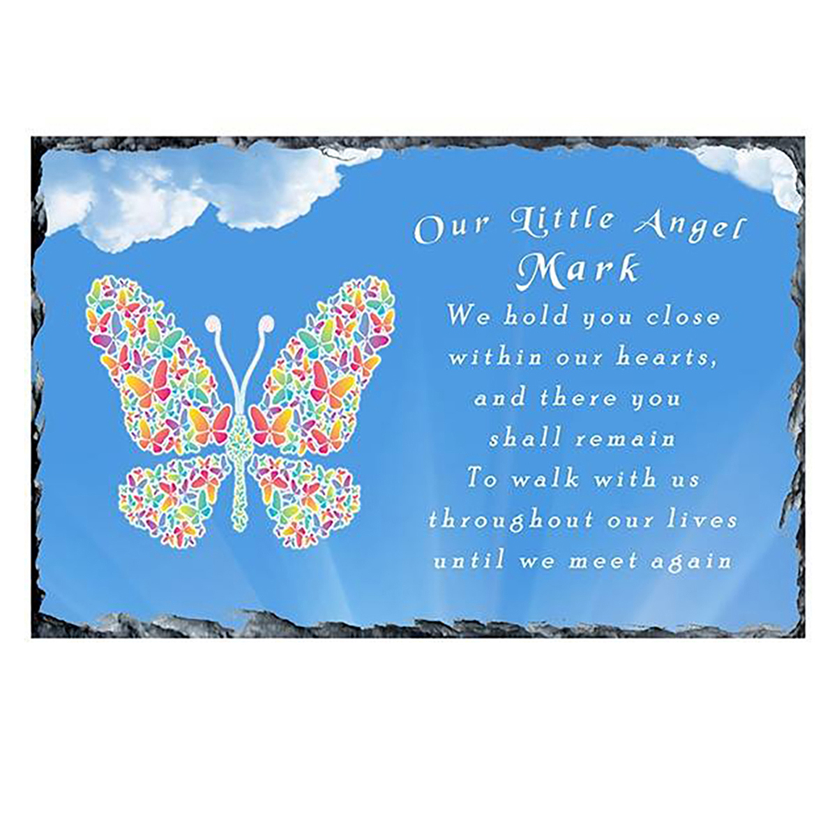 Personalsied Remembrance Slate - Heavens Butterfly Landscape