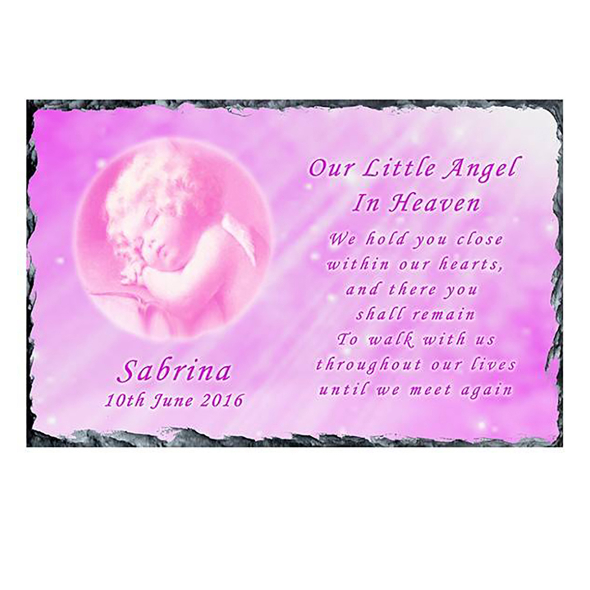 Personalsied Remembrance Slate - Pink Clouds & Butterfly