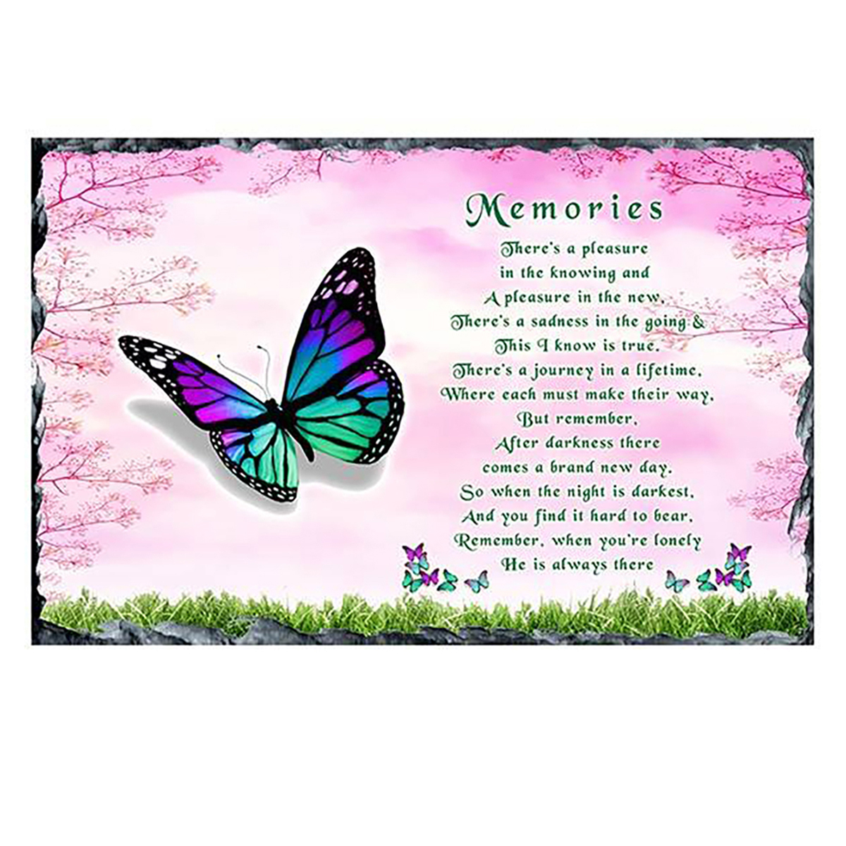 Personalsied Remembrance Slate - Memories Butterfly Landscape
