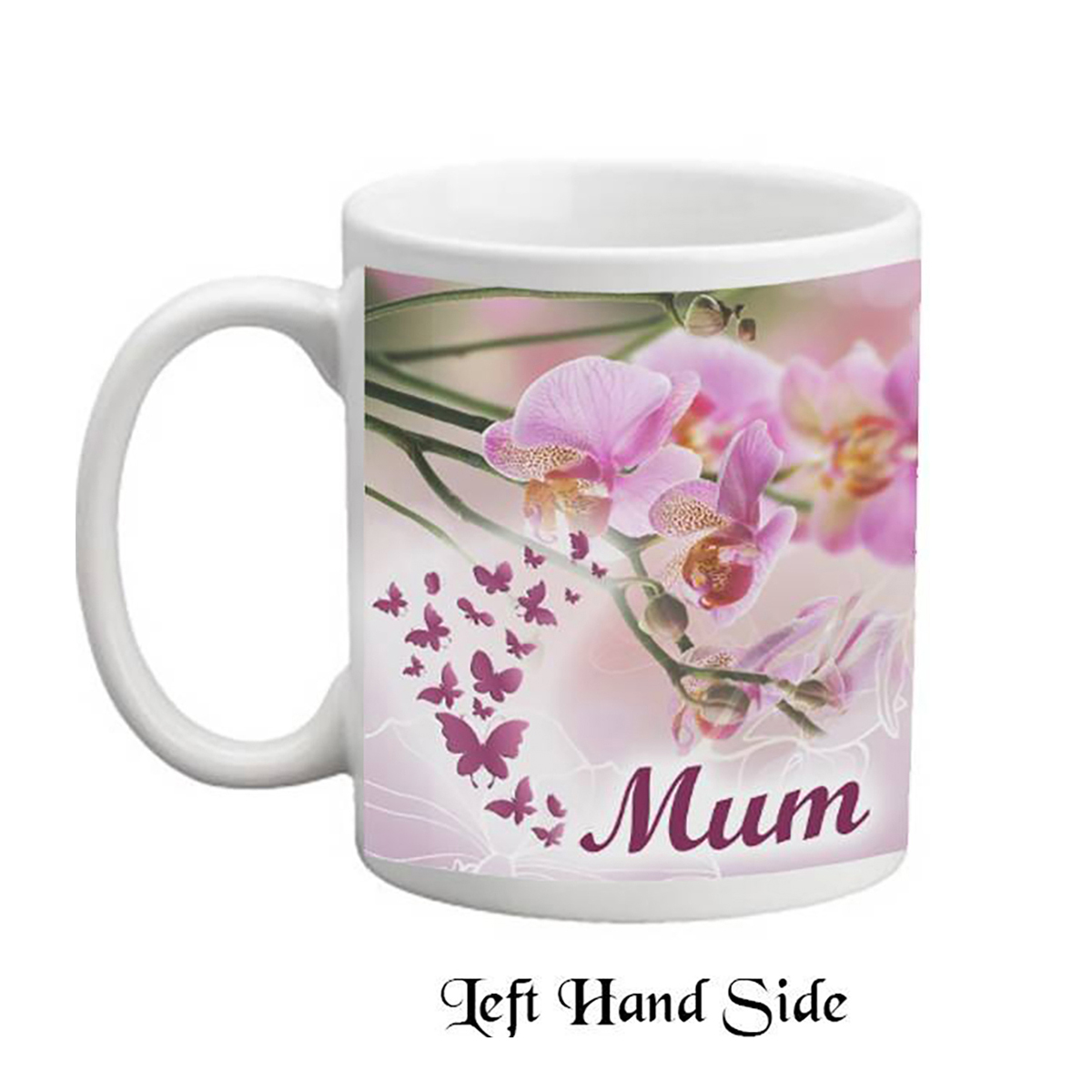 Customised Mothers Day Mug Gift - Pink Orchids Mum