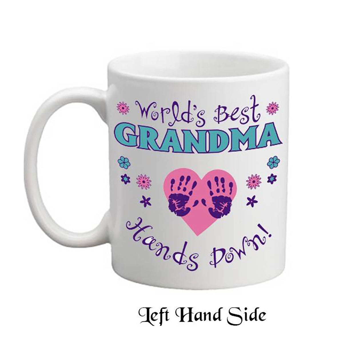 Customised Mothers Day Mug Gift - Heart & Handprints Grandma