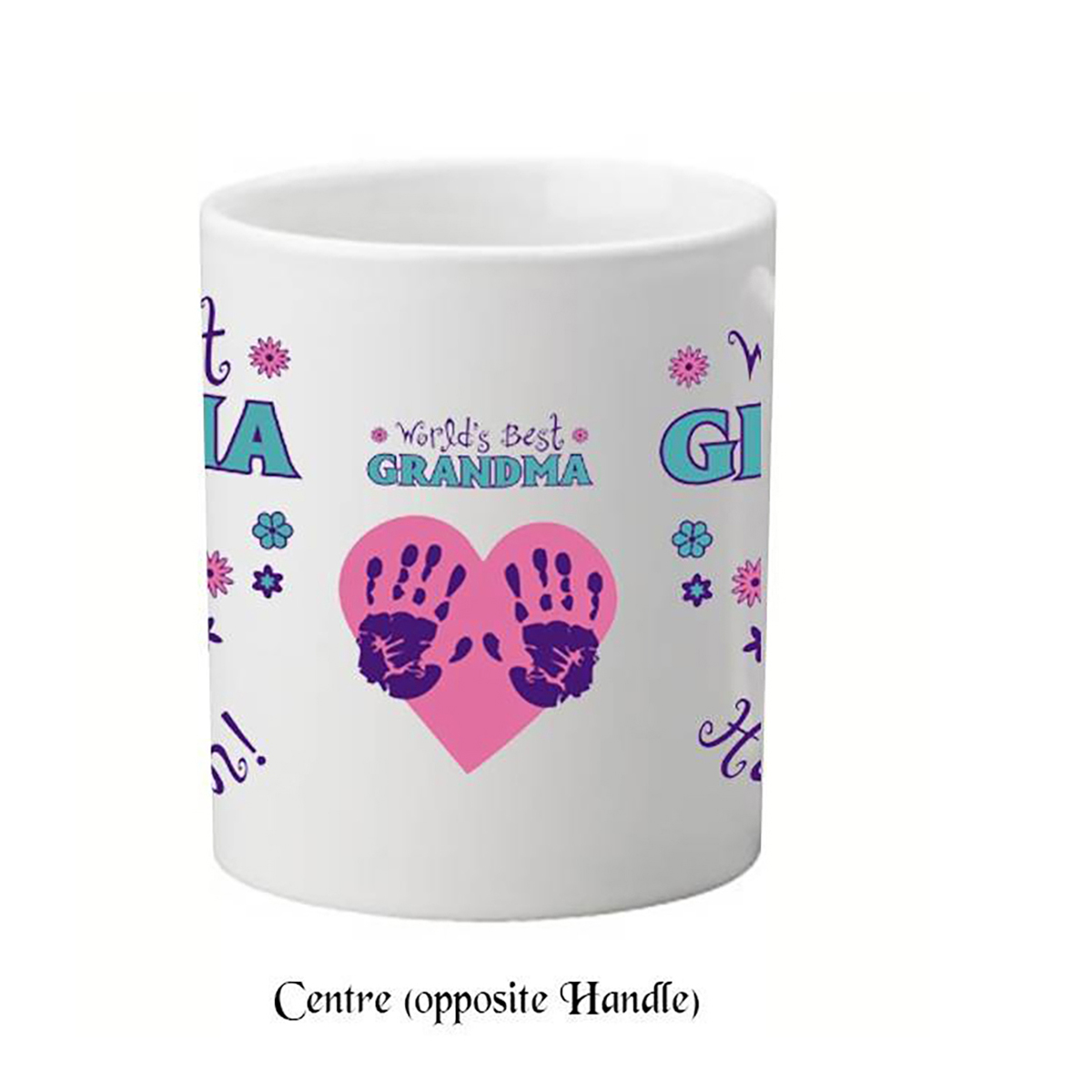 Customised Mothers Day Mug Gift - Heart & Handprints Grandma