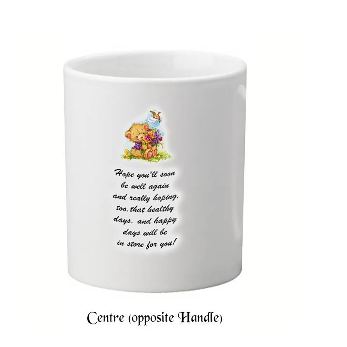 Customised Get Well Soon Mug Gift - Teddy & Bouquet