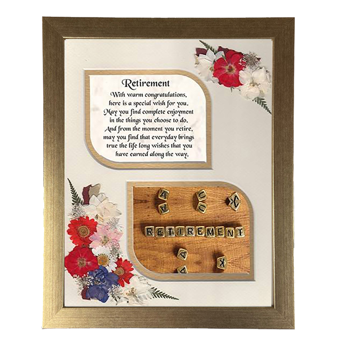 Customised Retirement Frame - Flowers & Verse with Photo