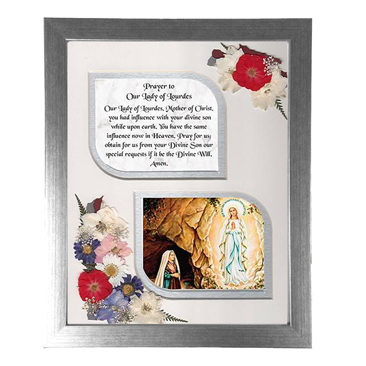 Our Lady of Lourdes Frame - Flowers & Verse & Photo