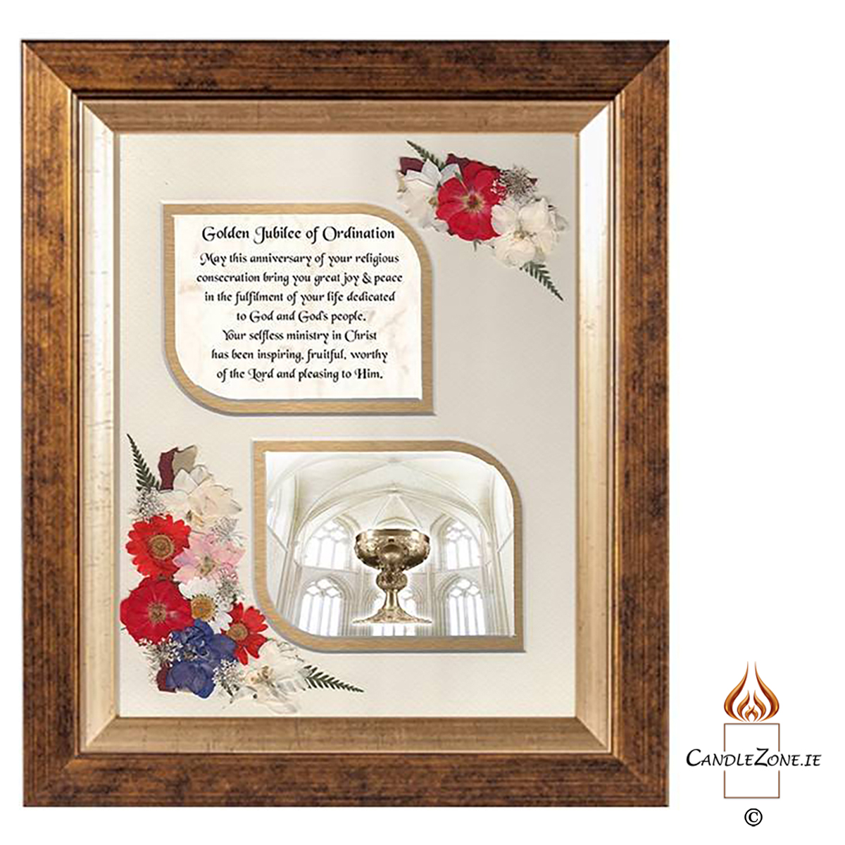 Ordination Frame - Golden Jubilee - Flowers & Verse & Photo