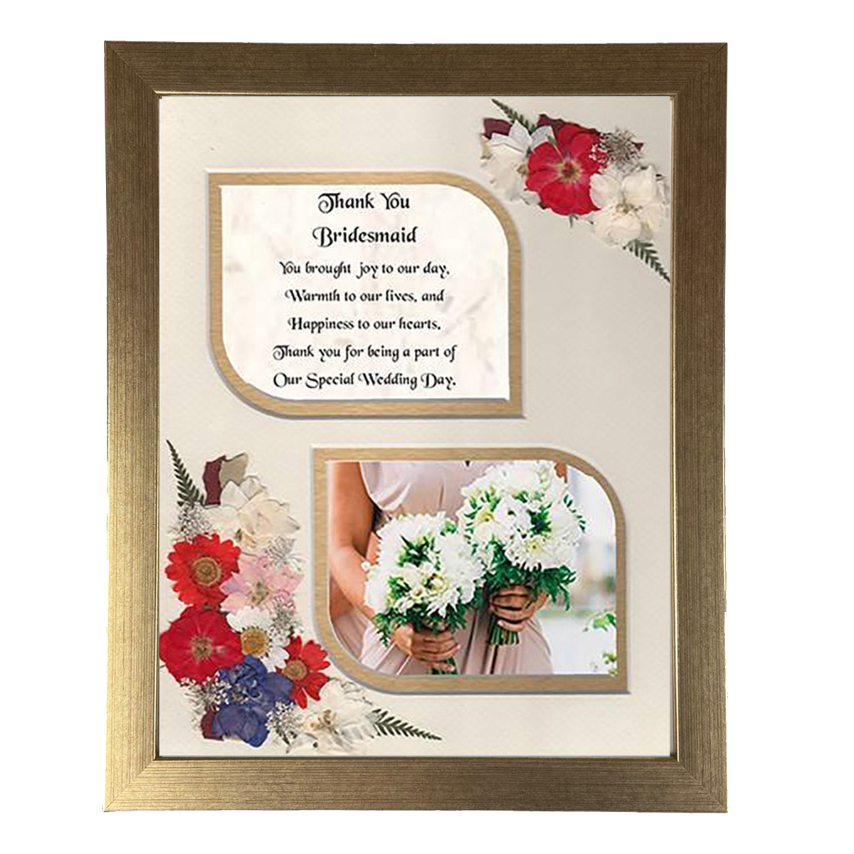 Customised Wedding Thank You Frame - Wedding Thank You Bridesmaid Flowers & Verse & Photo