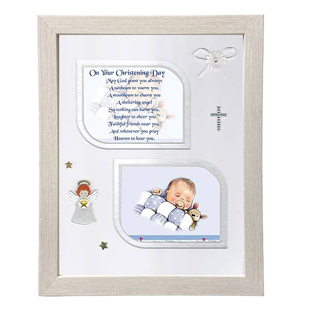 Christening Frame - Christening Quilt Baby Blue
