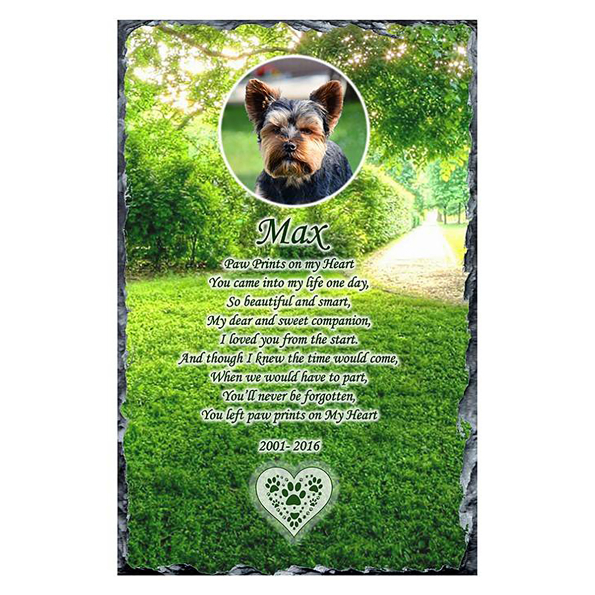 Personalsied Remembrance Slate -Walk In The Park with Photo