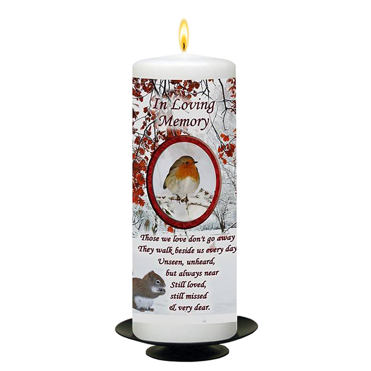 Customised Christmas Remembrance Candle - Snow Trees & Robin