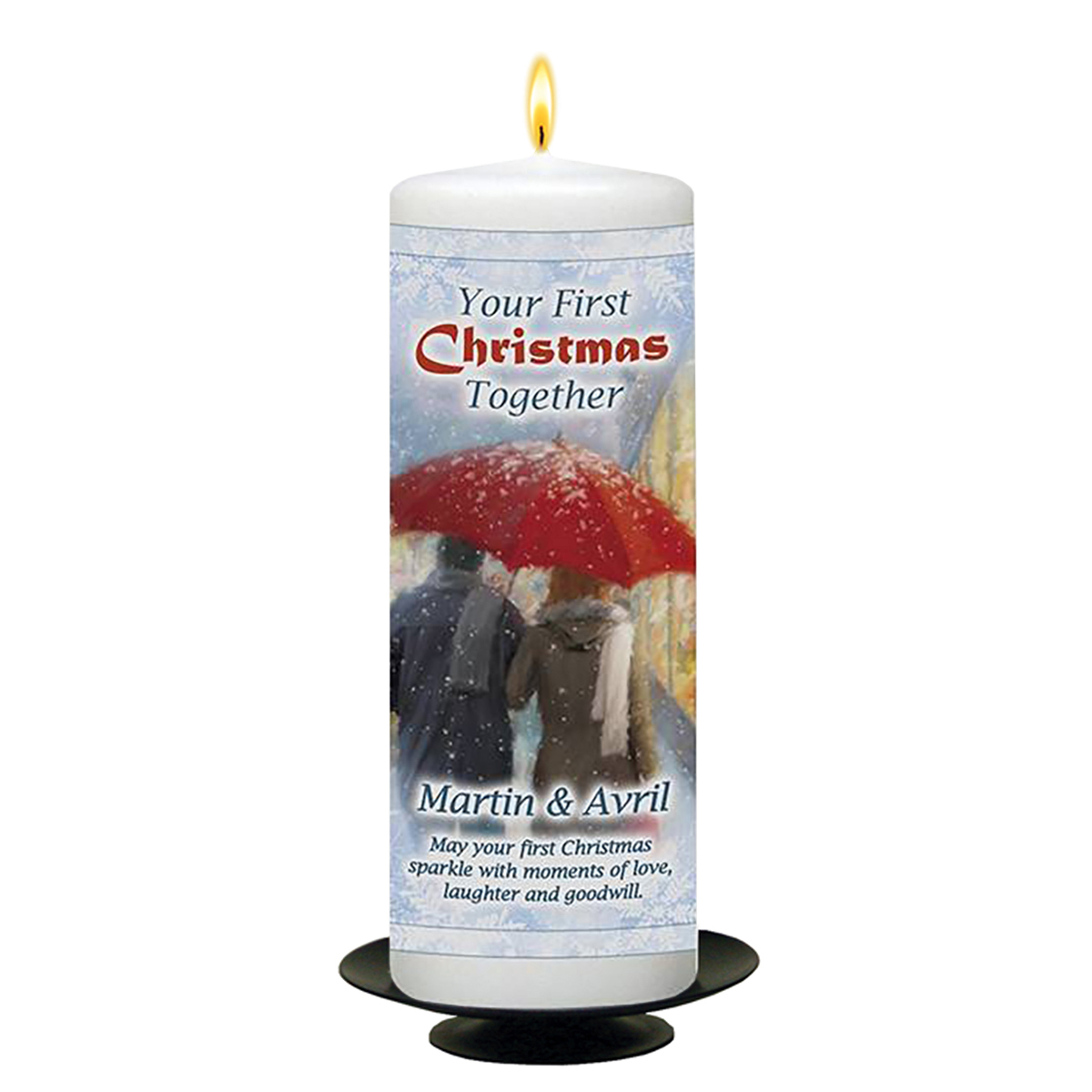 Customised Christmas Candle Gift - Your First Christmas - Couple & Umbrella