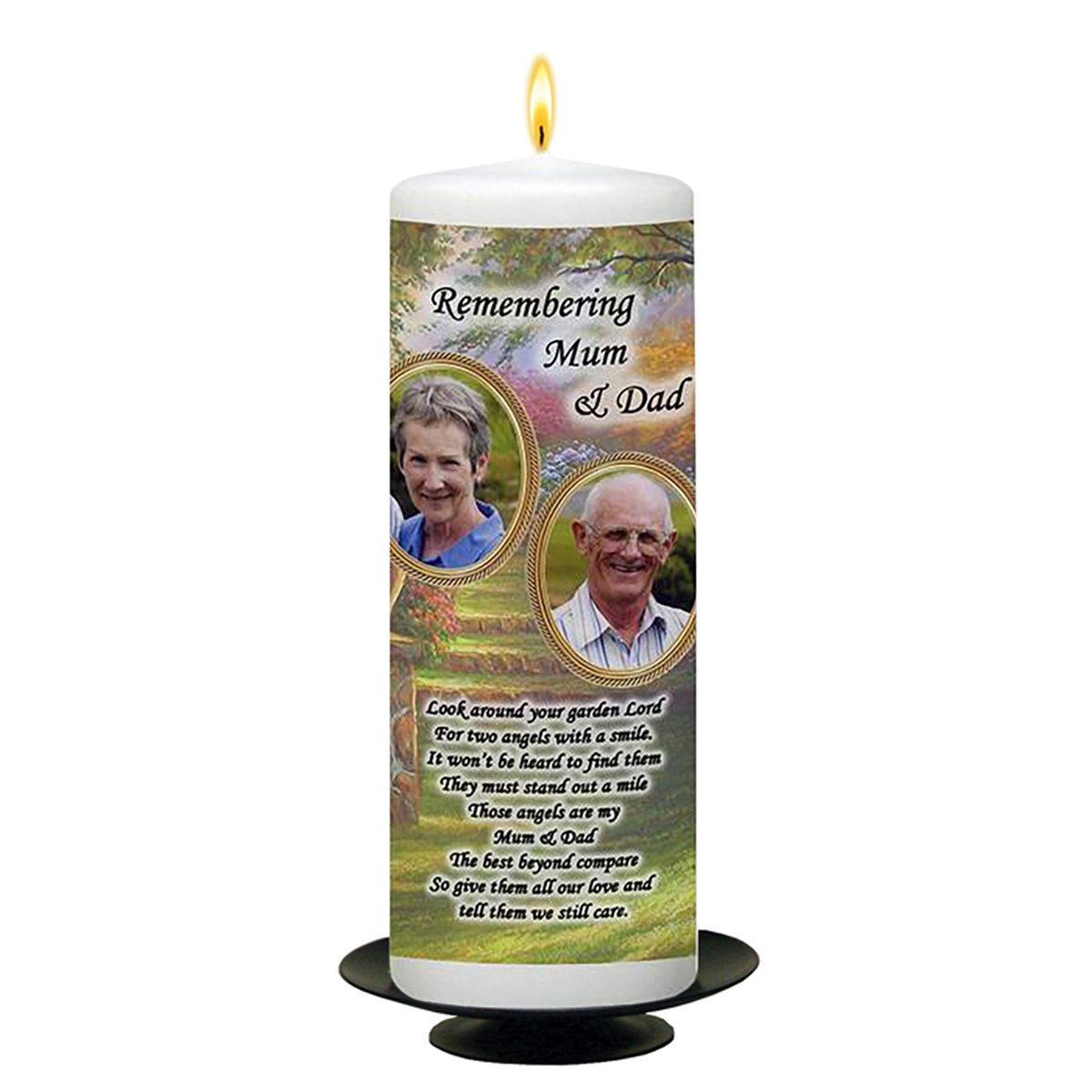 Customised Remembrance Candle - Garden with Teo Photos