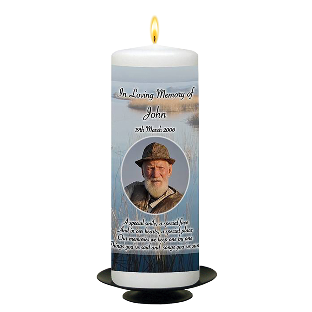 Customised Remembrance Candle - Lake with Photo