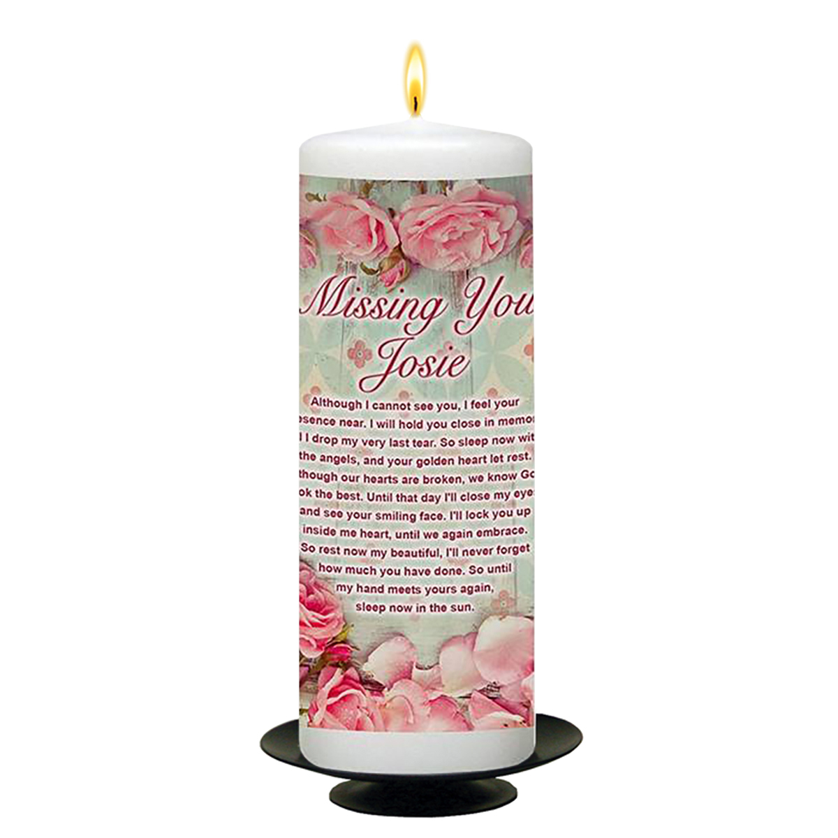 Customised Remembrance Candle - Roses & Petal