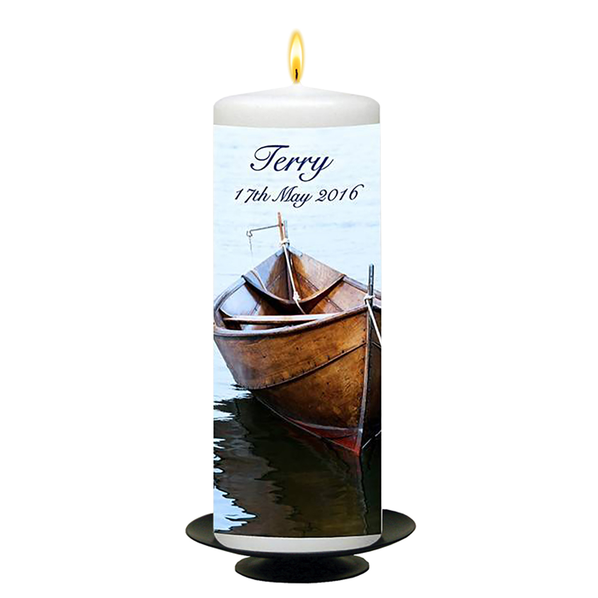 Customised Remembrance Candle - Boat On Water