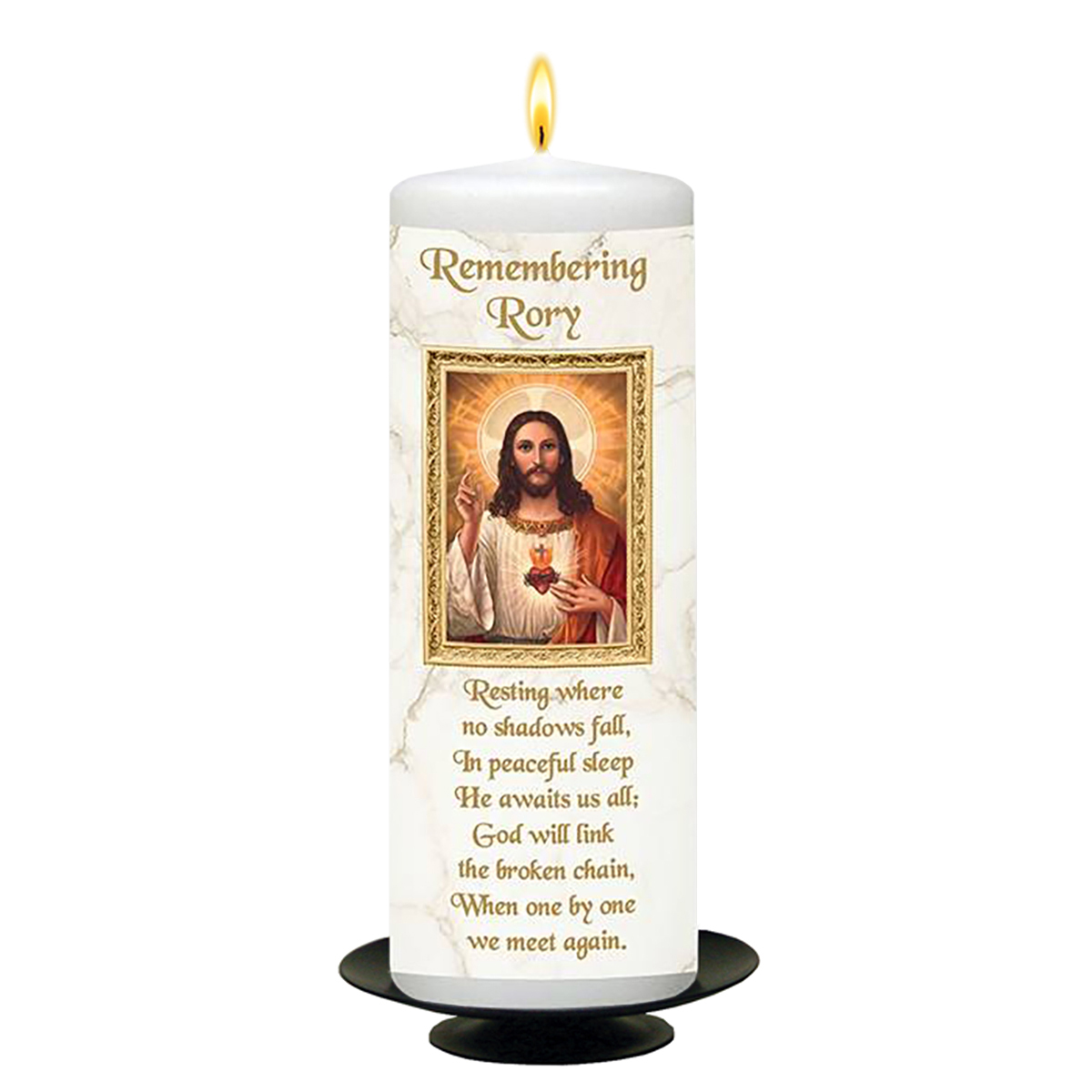 Customised Remembrance Candle - Sacred Heart & Prayer