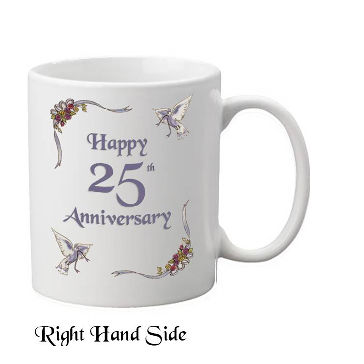 Customised Wedding Anniversary Mug Gift - Silver (25th) Ribbons