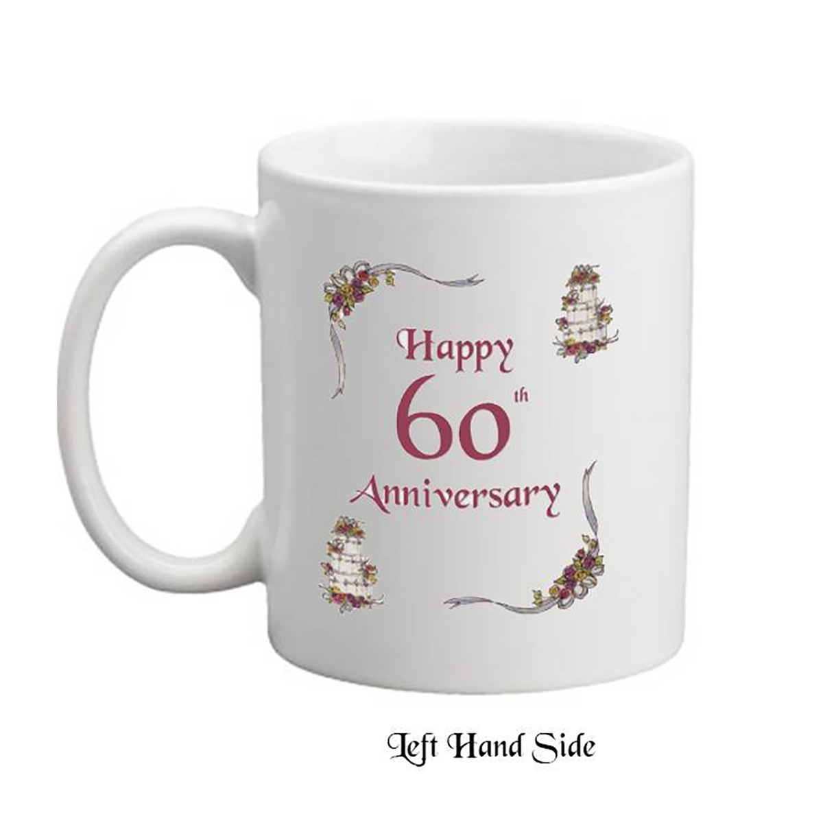 Customised Wedding Anniversary Mug Gift - Diamond (60th) Ribbons