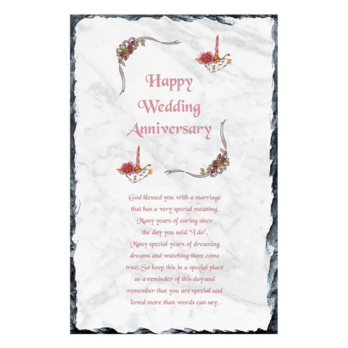 Customised Wedding Anniversary Slate Gift - Ribbons 25th (Silver) Happy Customised Wedding Anniversary