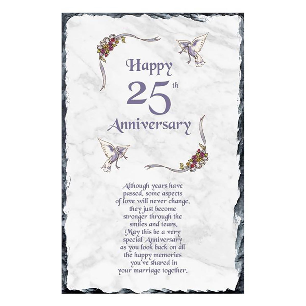 Customised Wedding Anniversary Slate Gift - Ribbons 25th (Silver) Anniversary