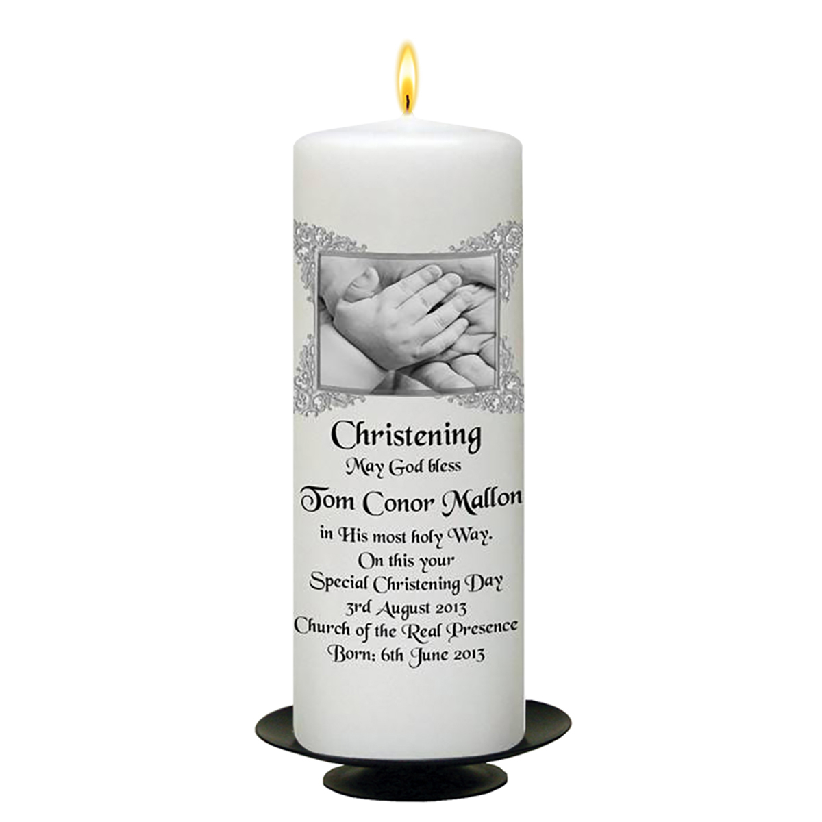 Customised Christening Candle - Baby Hands
