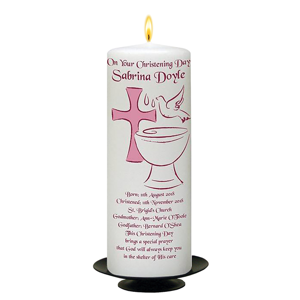 Customised Girls Christening Candle - Font