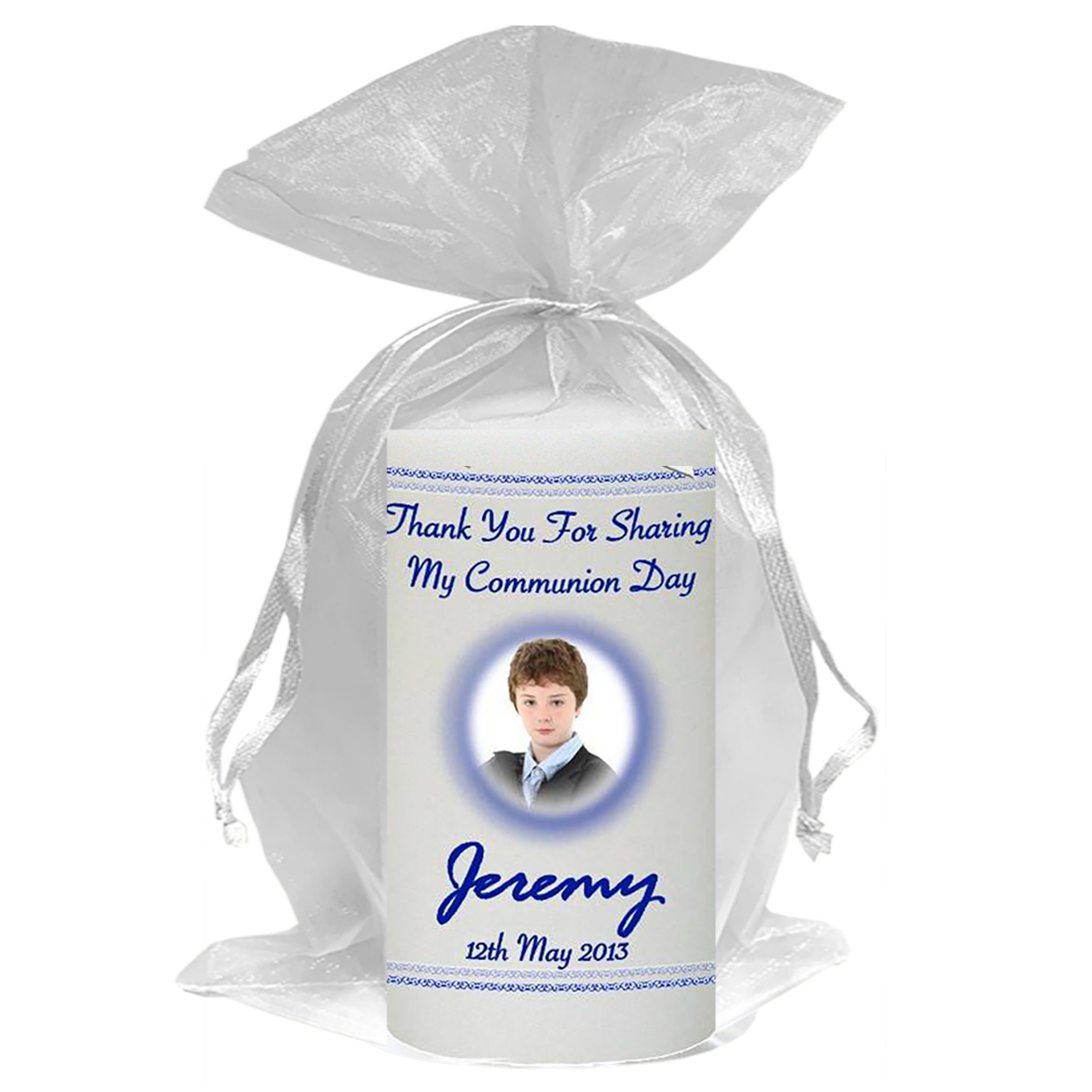 Customised 1st Holy Communion Favour - Boy Blue Border with Photo