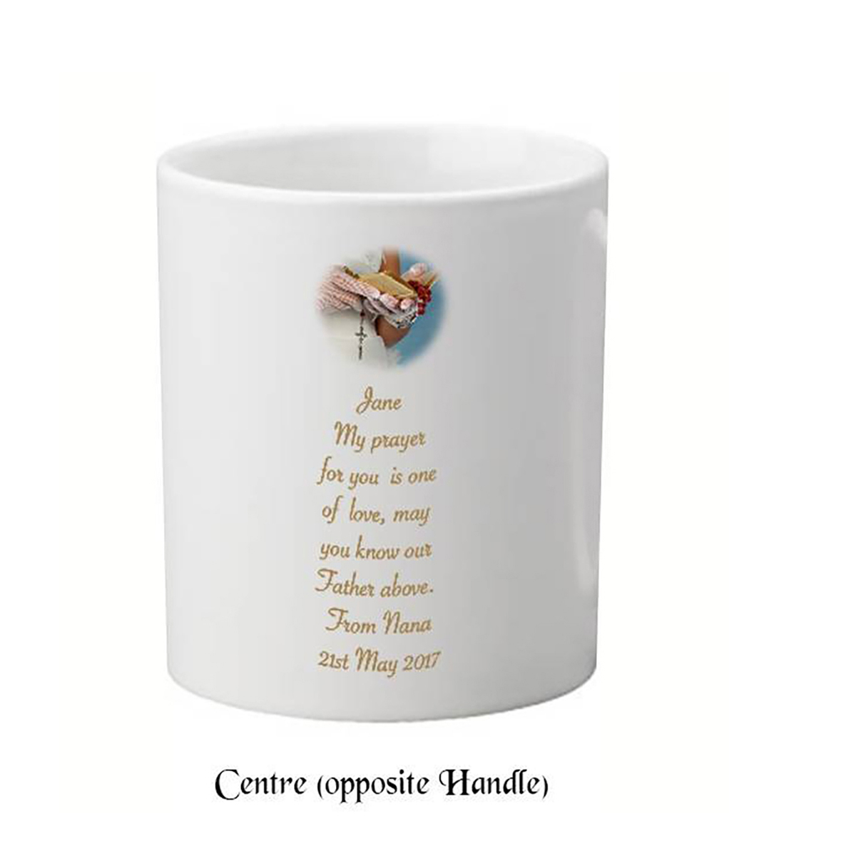 Customised First Communion Mug Gift - Hands Girl