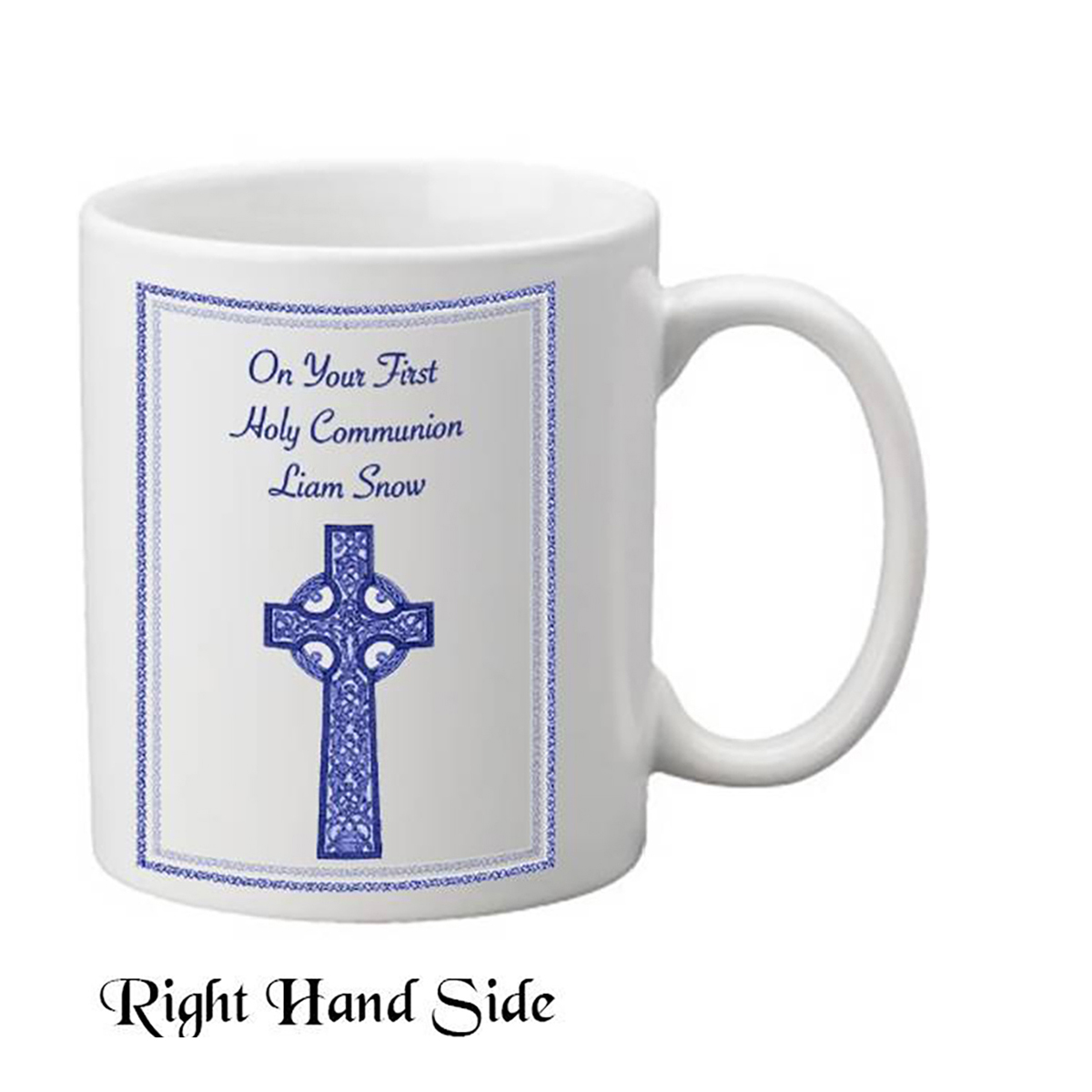 Customised Communion Mug Gift - Blue Celtic Cross Communion