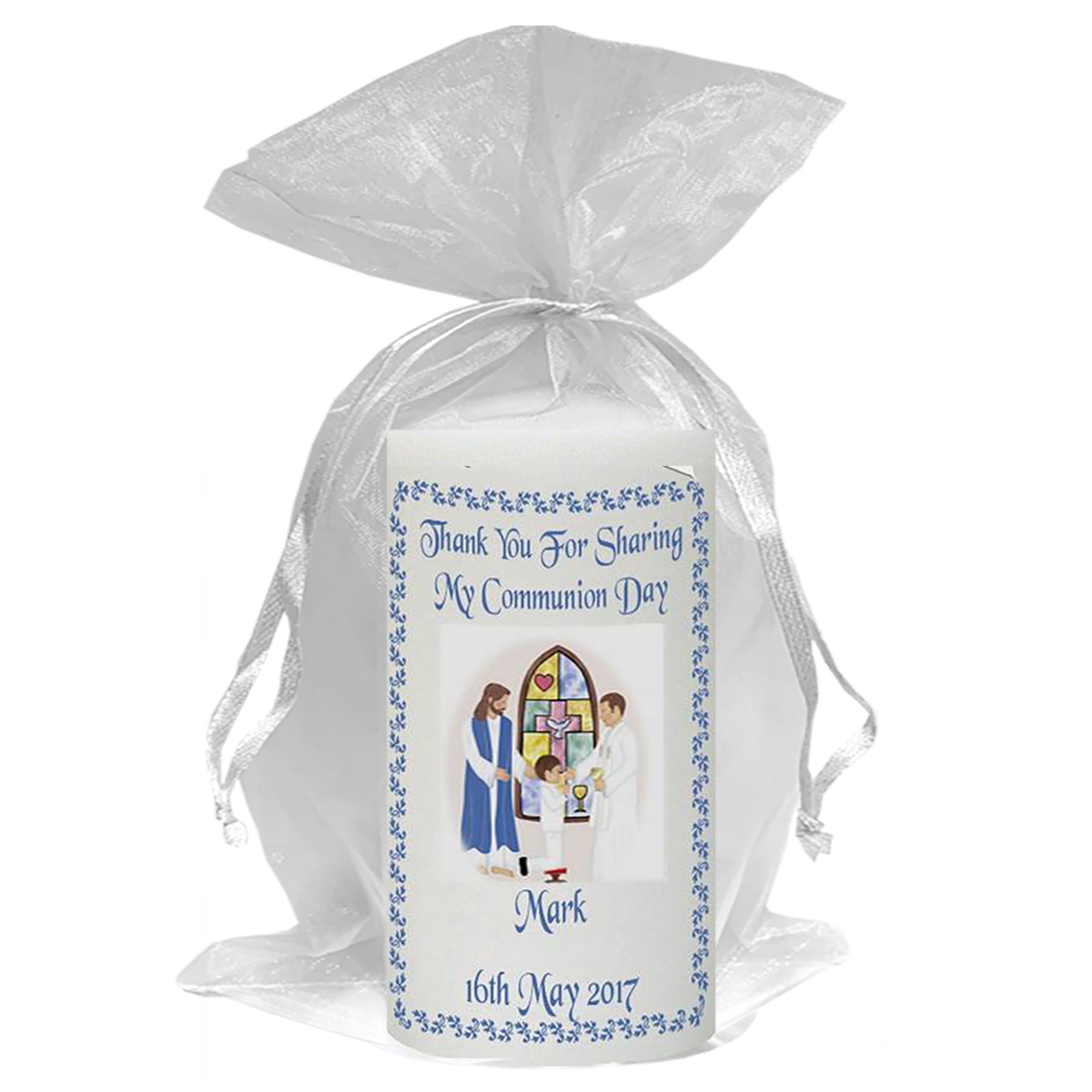 Customised 1st Holy Communion Candle - Modern Boy
