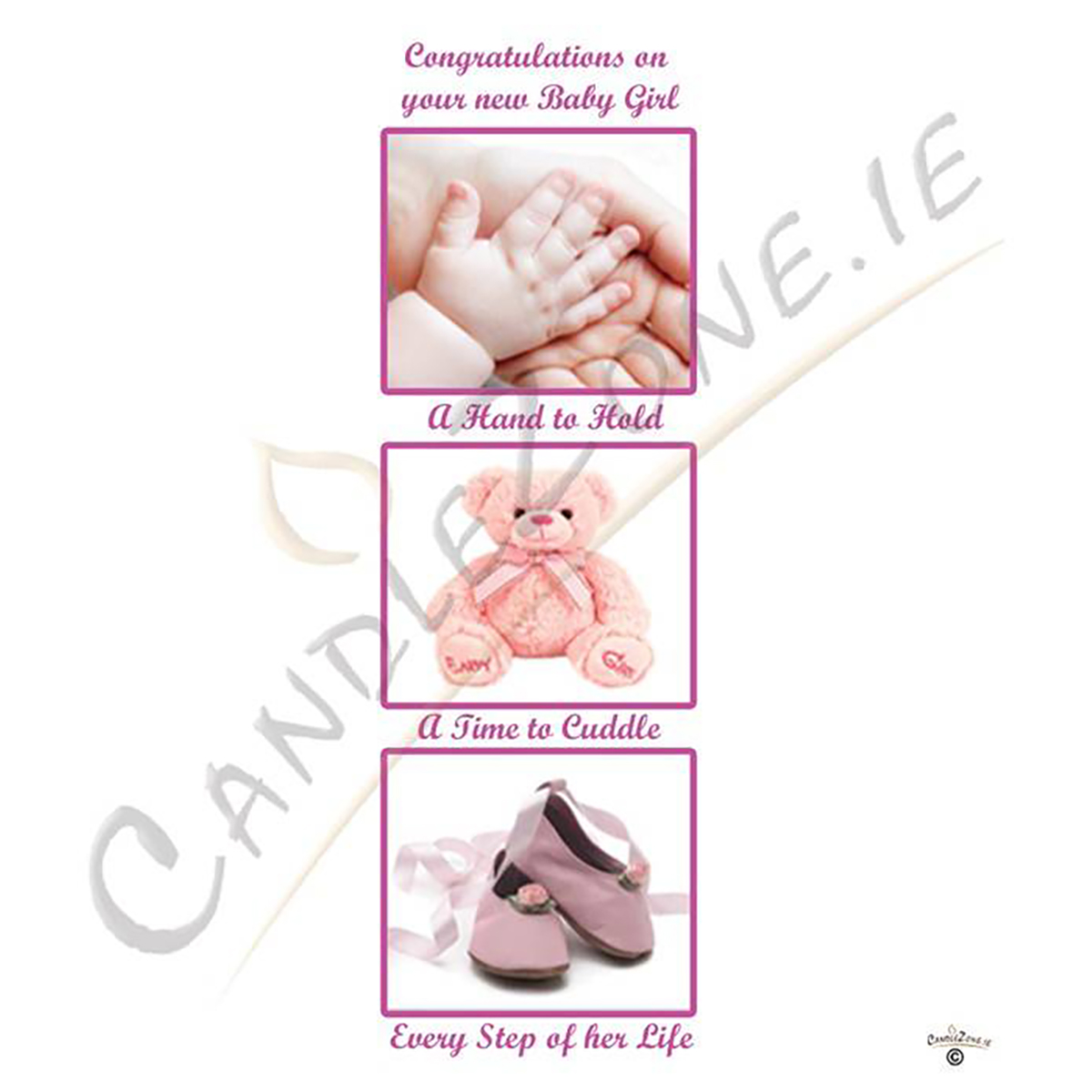 Customised New Baby Candle Gift - Baby Squares Girl
