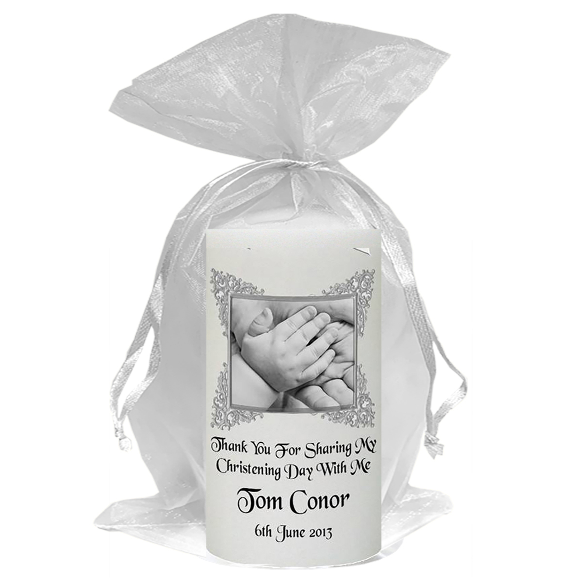 Customised Christening Candle - Baby Hands