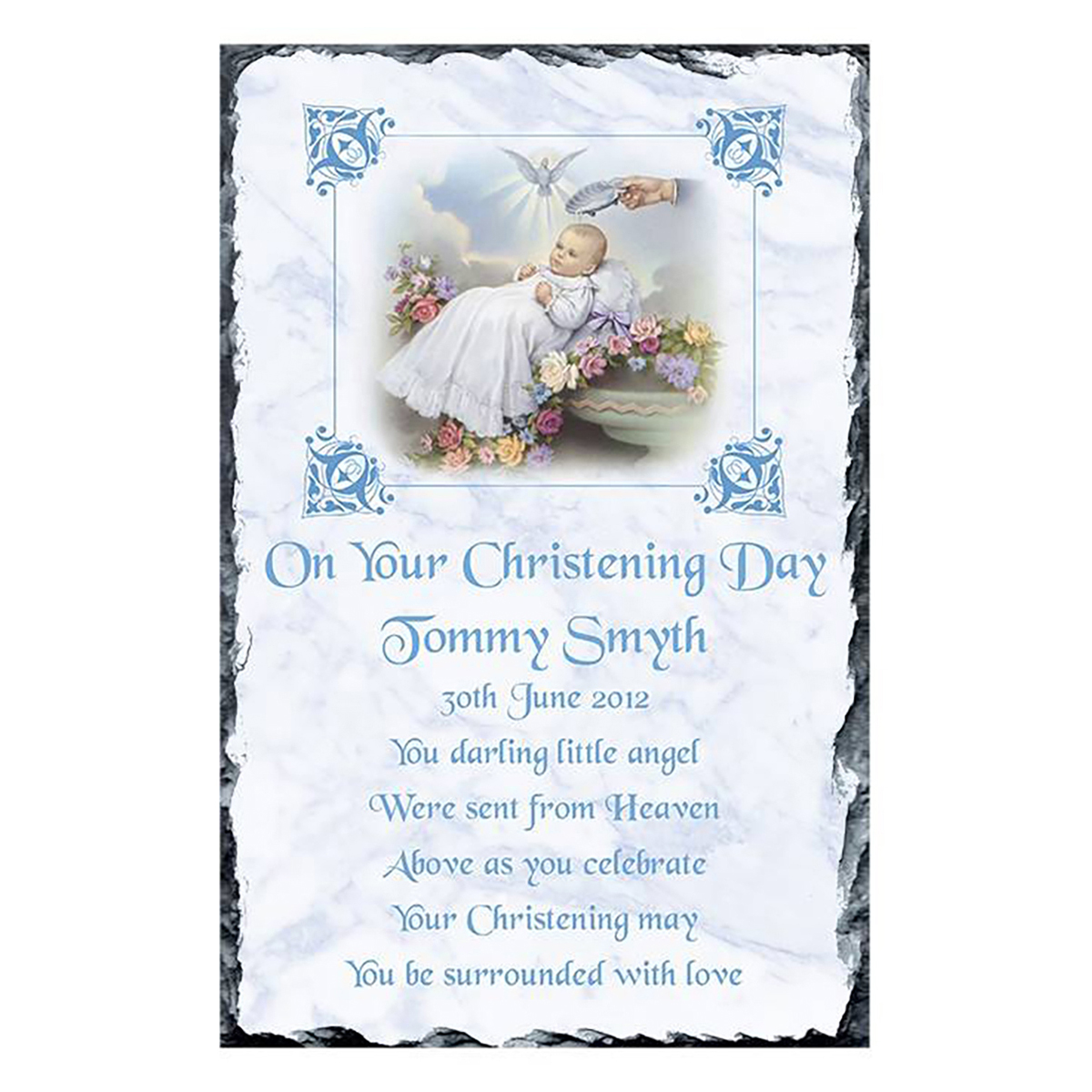 Customised Boys Christening Candle - Traditional Blue