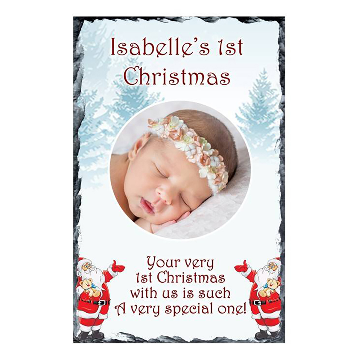 Babys First Christmas Slate - Blue Snowflakes