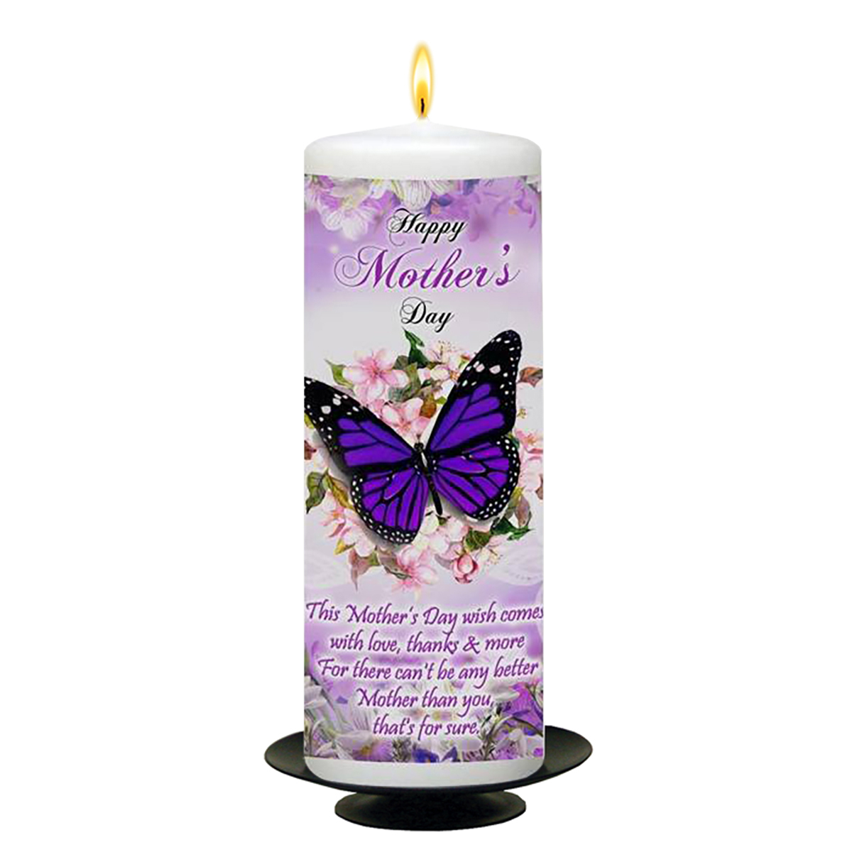 Customised Mothers Day Mothers Day Candle Gift - Purple Butterfly