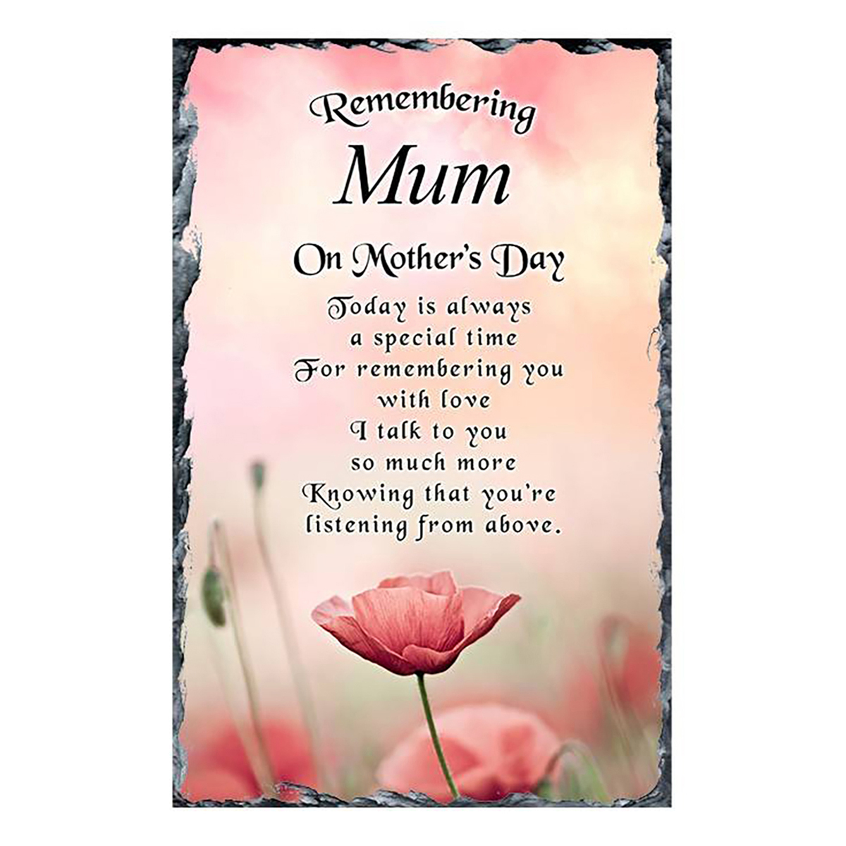 Customised Mothers Day Remembrance Slate - Poppys From Heaven