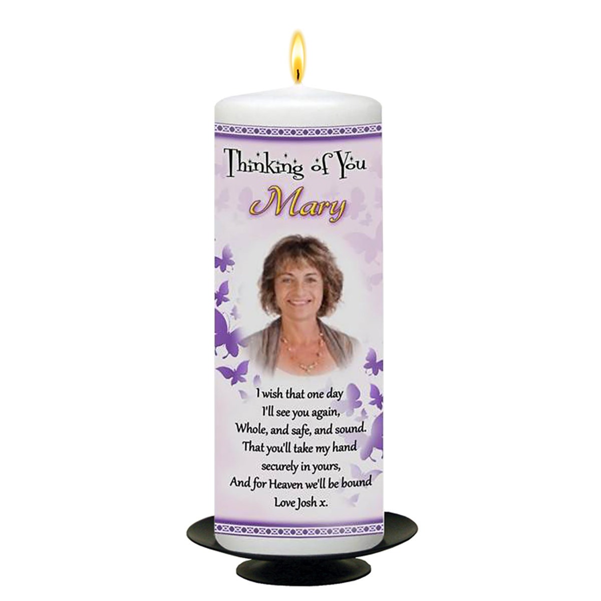 Customised Remembrance Candle - Butterfly Heaven with Photo