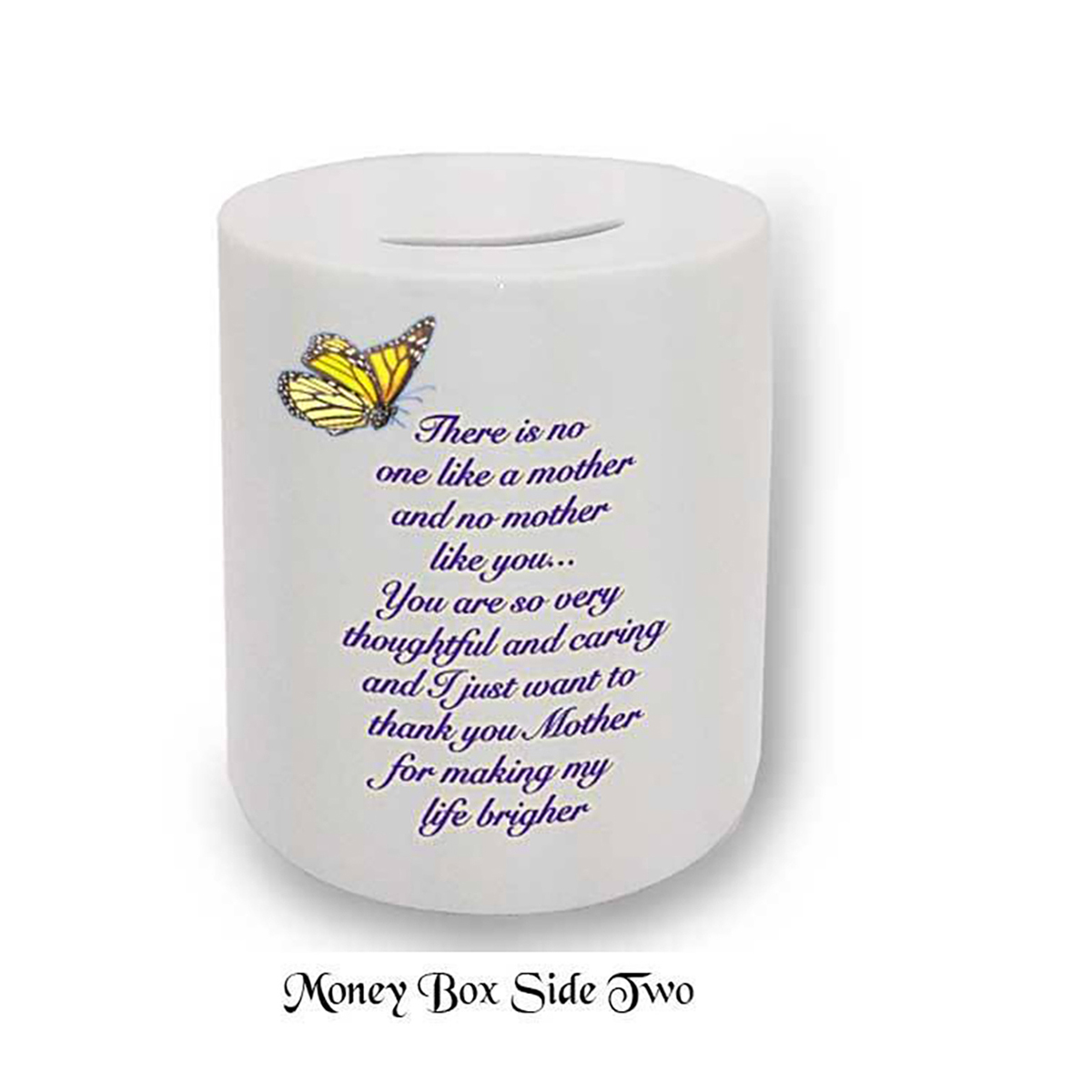 Customised Mothers Day Money Box Gift - Purple & Yellow Butterflies