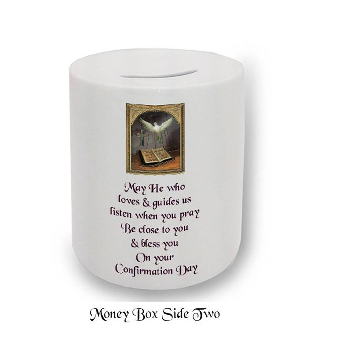 Customised Confirmation Money Box - Dove & Bible