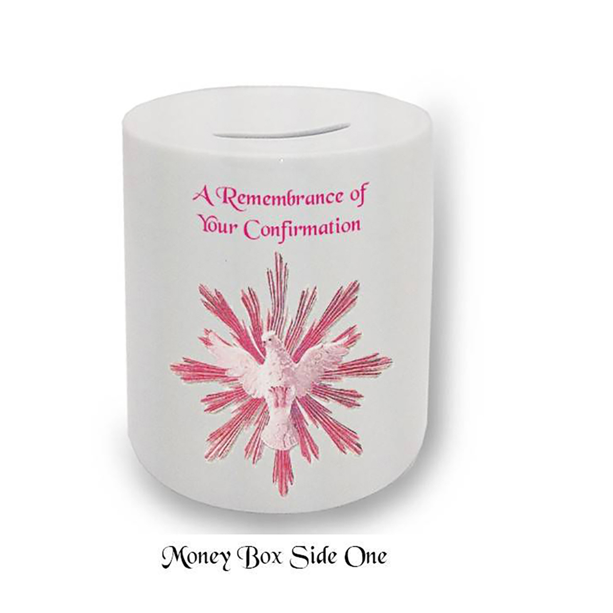 Customised Confirmation Money Box - Open Dove Pink