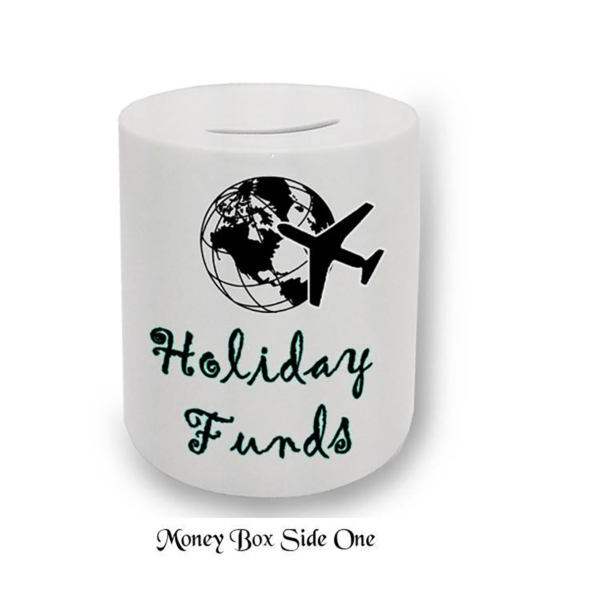 Customised Money Box Gift - Globe & Plane
