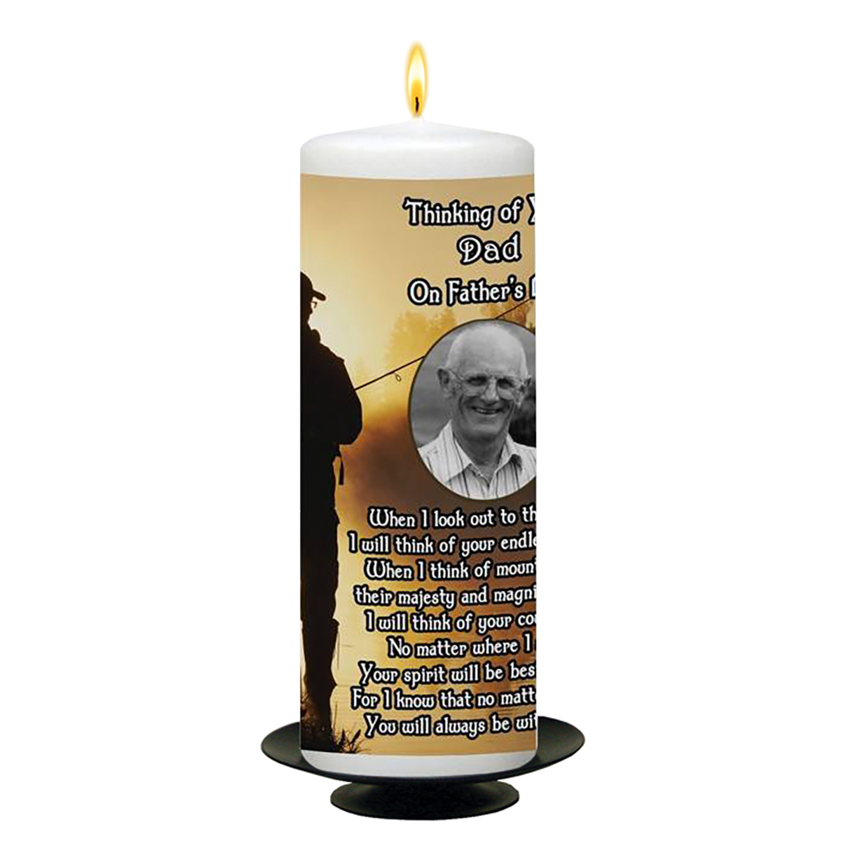 Customised Remembrance Candle - Fishing Sunset with Photo