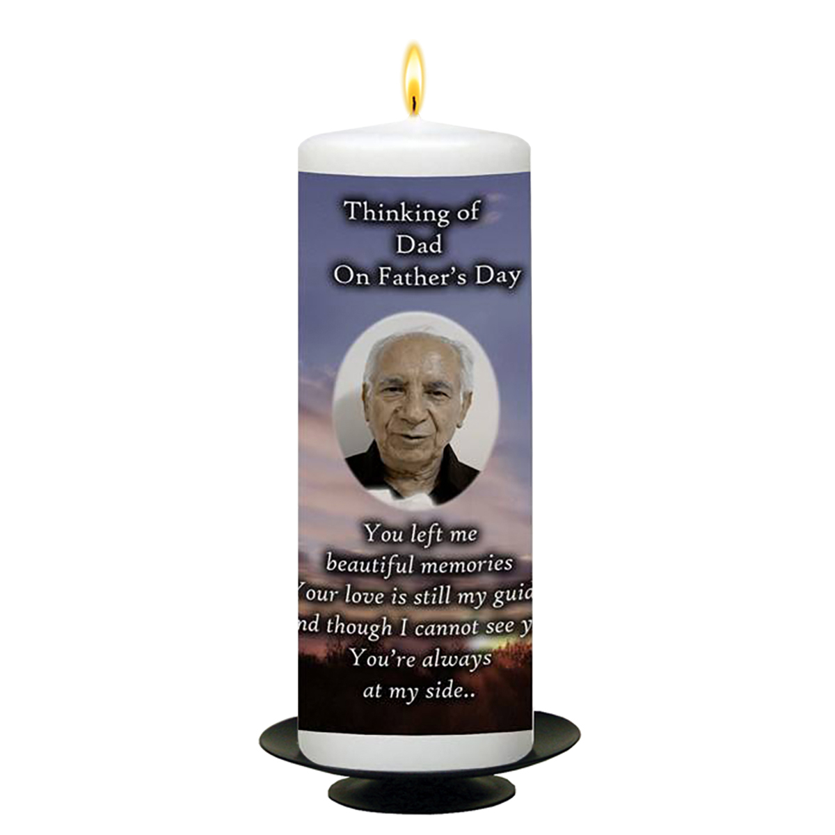 Customised Remembrance Candle - Cross Sunset with Photo