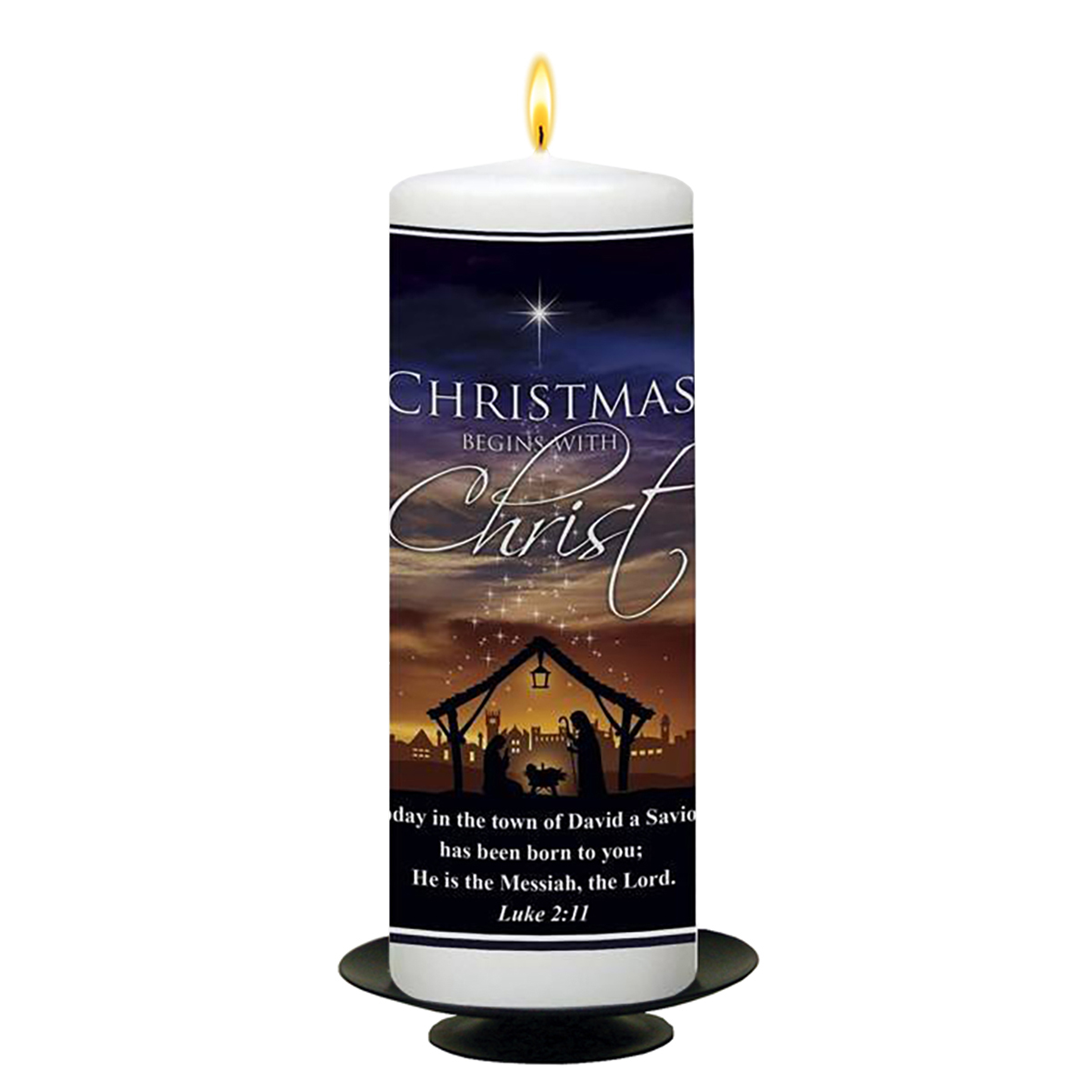 Personalsied Christmas Candle - Nativity Manger Scene